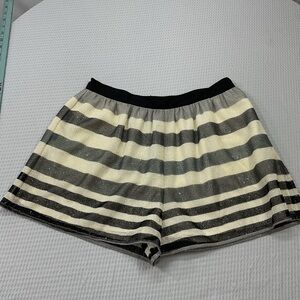 BCBGeneration Black and Cream Striped High Waist Shorts